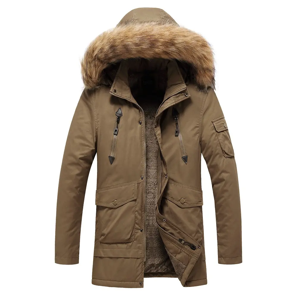 2022 High Quality Wholesale Mens Winter Thick Warm Fur Hooded Coat Down Jacket