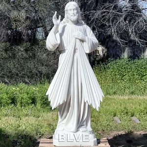 BLVE الكنيسة الديكور بالحجم الطبيعي الدينية قلب مقدس النحت Jesus الرخام الأبيض تمثال الرحمة الإلهية من اليسوس