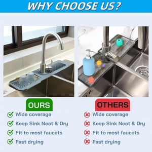 Easy Installation Silicone Faucet <b>Shelf</b> Rectangle Sink Water Splash Guard with Drainage <b>Basket</b> - Product Image 4