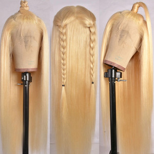 <span class=keywords><strong>Peluca</strong></span> de cabello humano virgen ruso para mujeres blancas, pelo con malla Frontal HD, color rubio 100% Real, 613, 40 pulgadas, listo para enviar - Product Image 4