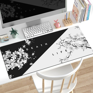 Tapis de clavier de jeu Tapis de souris noir blanc en fleurs de cerisier pour bureau avec base en caoutchouc antidérapante, tapis de clavier japonais Life <span class=keywords><strong>Death</strong></span> - Product Image 6