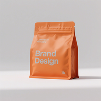 Sachet alimentaire écologique, sachet à fermeture éclair écologique pour grains de café, sachet à 8 côtés avec valve pour thé