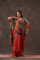 Achetez un kaftan imprimé avec robe intérieure pour femmes, vêtements de resort brodés, tenue bohème pour les fêtes, tenue ethnique élégante