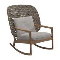 Fauteuil à bascule en teck massif et en osier, mobilier de patio nordique 1/2 place pour hôtel de villégiature