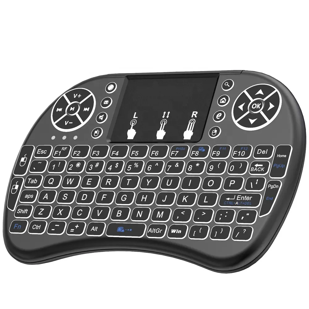 OEM Keyboard Backlit I8, Papan Ketik I8 Nirkabel Mini RGB 2.4G untuk TV Box