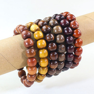 Pulseras de Cuentas de Madera en Forma de Barril, 11x12mm, Forma de Bola, Joyería Unisex para Uso Diario - Product Image 1