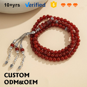 Collar de ágata roja natural, rosario de <span class=keywords><strong>99</strong></span> cuentas, collar de piedra Misbaha, regalo de joyería curativa para unisex. - Product Image 1