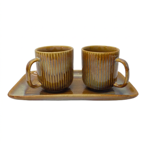 Factory Wholesale Stocked New Design Modern Luxury Ceramic Mug <b>Set</b> with Customized Logo Tray for Home Coffee Shop Use - Product Image 1