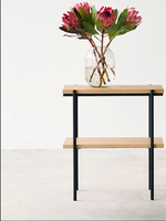 Table d'appoint carrée rustique en bois de frêne blanc, double niveau, mobile, pour canapé, table de rangement minimaliste, mobilier de salon, amovible