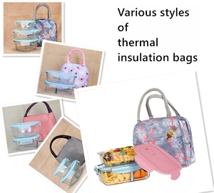 Juego de cuencos de vidrio de borosilicato alto Fiambrera Bento de gran capacidad Divisor de horno microondas Contenedor de almacenamiento para estudiantes Mantenimiento fresco - Product Image 6