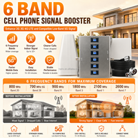 Amplificateur de signal mobile universel 6 bandes 2G 3G 4G LTE 5G Répéteur cellulaire Écran LCD GSM DCS WCDMA Gain 70 dB 500-1000 m²