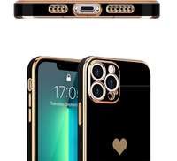Funda Protectora de TPU Suave con Diseño de Corazón, Protección de Cámara con Electrochapado, para iPhone 15, 14 Pro Max, 12, 11, XS