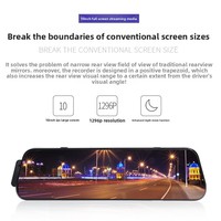 Caméra de tableau de bord avec écran tactile IPS de 10 pouces, vision nocturne HD, double caméra avant et arrière, fonction de recul