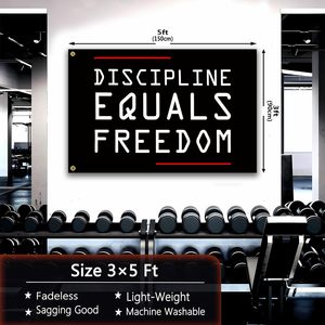Alta calidad personalizada 3*5 pies 100% poliéster decoración de pared gimnasio disciplina inspiradora igual bandera de libertad - Product Image 2