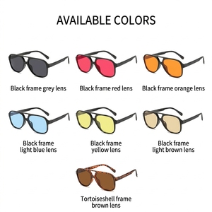 <span class=keywords><strong>Occhiali</strong></span> da sole da pilota alla moda da donna, vintage, con doppio ponte e lenti gialle, <span class=keywords><strong>occhiali</strong></span> da aviatore da donna, idea regalo promozionale - Product Image 5