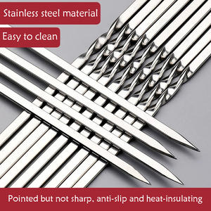 Brochetas de barbacoa planas de acero inoxidable, brochetas de metal reutilizables para <span class=keywords><strong>kebab</strong></span> con diseño antideslizante, brochetas para barbacoa al aire libre - Product Image 2