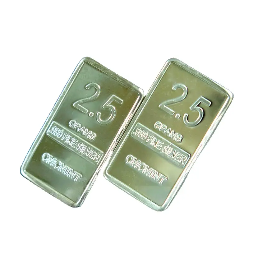 Ingot perak 2.5 Gram asli halus perak murni batangan emas dengan CMC MINT di sisi belakang C35