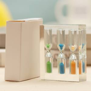 カスタムメイドの樹脂製長方形ガラス工芸品 3分 4分 5分 砂時計 メイクアップ用砂タイマー - Product Image 6
