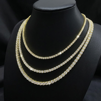 Collier tennis couleur or avec chaîne en moissanite, taille brillant rond, serti clos, bijou pour cadeau de mariage ou de fête