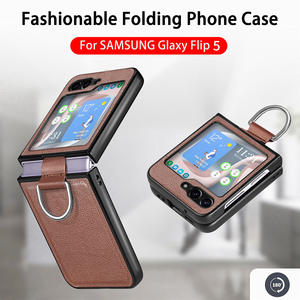 Étui porte-anneau en cuir pliable pour Samsung Galaxy <span class=keywords><strong>Z</strong></span> Flip 5 5G Flip4 Flip3 Flip5 Flip <span class=keywords><strong>4</strong></span> 3 Zflip5 <span class=keywords><strong>Coque</strong></span> anti-choc - Product Image 3