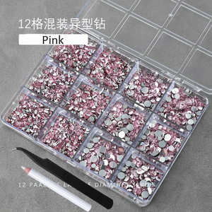 12 grilles 3D coloré multi-forme résine ongles strass dos plat cristal gemmes <span class=keywords><strong>Nail</strong></span> <span class=keywords><strong>Art</strong></span> breloques <span class=keywords><strong>manucure</strong></span> avec stylo et pince à épiler - Product Image 5
