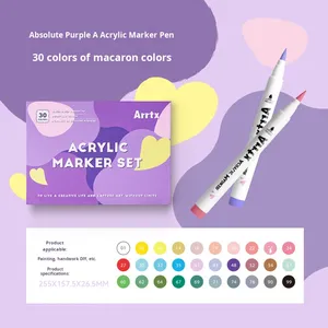 Marqueur acrylique <span class=keywords><strong>Arrtx</strong></span> à pointe souple, violet absolu, lot de 30 couleurs, imperméable, opaque, séchage rapide, superposable, AACM-0530 - Product Image 6