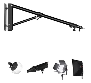130 cm Metall-Dreieck-Wandhalterung mit Stativfuß für Videostudio-Beleuchtung, Blitzlicht und <span class=keywords><strong>Softbox</strong></span>-Regenschirm - Product Image 1