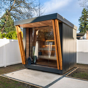 Fertighaus Sauna für den Außenbereich mit <span class=keywords><strong>Spa</strong></span>-Bad, Dampfbad und großem Holzofen - Product Image 5