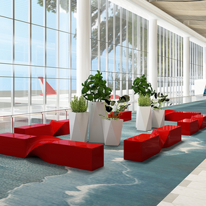 Tùy chỉnh sợi thủy tinh Modular Patio băng ghế hiện đại ngoài trời Chiều dài công cộng chỗ ngồi đồ nội thất cho Mall công viên thương mại - Product Image 4