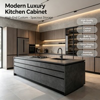 Ensemble d'armoires de cuisine modernes de luxe OEM ODM, aménagement personnalisé, meubles de cuisine avec zone d'appareils électroménagers intégrés pour cuisine ouverte