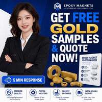 Magnet Neodymium N52 Berlapis Emas NdFeB Permanen Tanah Jarang Bentuk Bulat Persegi Panjang Kustom Kinerja Tinggi Sensor Elektronik