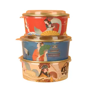 Goud Folie Voedsel Container Spaghetti Gebakken Kip Nuggets Cake Fastfood Doos Wegwerp Takeaway Papier Kom