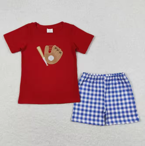 Collection de vêtements pour garçons : Ensemble haut et short en coton brodé style baseball, vente en gros - Product Image 6