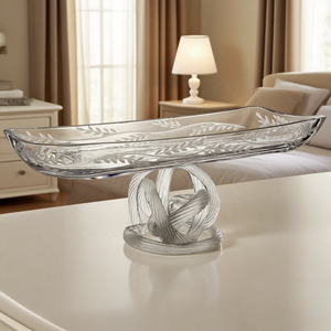 طبق مستطيل مصنوع يدويًا من الزجاج الكريستالي مع شكل عقدة تصميم قاعدة مخطط للمنزل والحفلات والفنادق والمطاعم والحلوى الفاكهة التي تقدم - Product Image 5