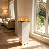 Cheminée électrique verticale autoportante personnalisable en métal de haute qualité de 37 cm avec brume chauffante, flammes LED 3D et eau intégrée (version anglaise)