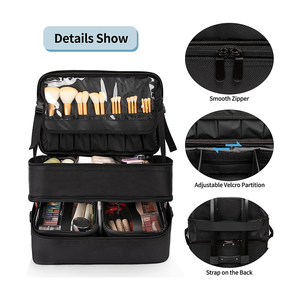 Trousse de voyage double couche XL pour artiste technicien en manucure <span class=keywords><strong>coiffeur</strong></span> avec 2 pochettes détachables et bandoulière - Product Image 4