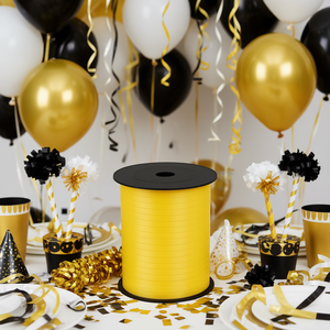 Cinta Amarilla Mate de 500m para Decoración de Fiestas, Amarillo Mate, Bolsa de 3 Piezas - Product Image 3