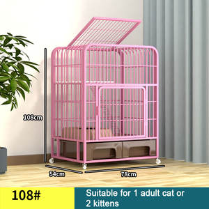 Precio al por mayor, jaula de metal para gatos de <span class=keywords><strong>3</strong></span> capas, casa de Villa para gatos, jaula de cría de mascotas de gran espacio con caja de arena y ruedas - Product Image 3