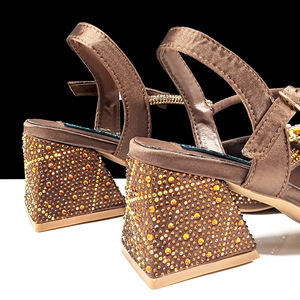 A matching set of evening bag <b>shoes</b> <b>with</b> drawstring chains and full-diamond flower-style heels.<b>shoes</b> - Product Image 5
