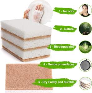 Esponjas de Limpieza Ecológicas de Pulpa de Madera, Esponja Biodegradable Natural de Plantas, Esponja de Celulosa para Fregar en la Cocina - Product Image 2