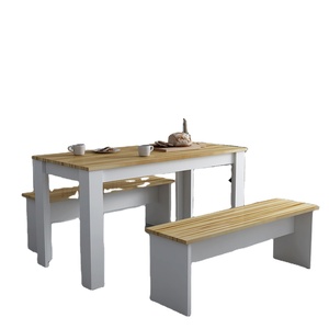 Modern Panel <strong>Dining</strong> <strong>Table</strong> and Chair Set <strong>with</strong> 2 <strong>Benches</strong> for <strong>Small</strong> Apartments and Hotels - Product Image 1