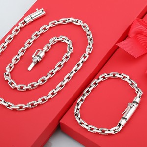 6mm Punk gioielli moda liscio semplice catena a maglie 925 in <span class=keywords><strong>argento</strong></span> Sterling bracciale collana per gli uomini - Product Image 3