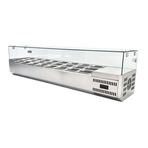 Comptoir de préparation de salades réfrigérées commercial de 180 cm, station de garnitures réfrigérée de comptoir avec positions pour bacs GN 1/9 pour restaurant - Product Image 1