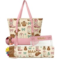Organisateur d'accessoires de jeu en toile durable et personnalisable, motif nœud de bottes de cowgirl, avec poignée réglable, style américain