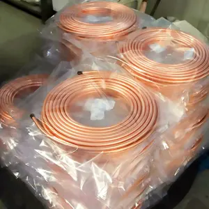 Tubo de cobre de bobina de tortitas para aire acondicionado y equipo de refrigeración, venta al por mayor