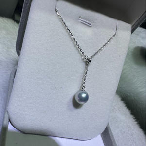 Collar de Perlas Naturales de Zhuji de 8-9 mm con Cadena en Forma de Y de Plata Pura, Estilo Elegante y Simple, Admite Dropshipping - Product Image 3