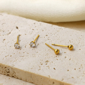 Stud Earrings 316L Stainless Steel Ball Shape Round Geometric Design Fashion Jewelry - Product Image 3