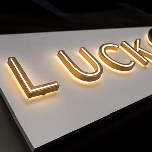 Koncept bybi personalizado oro 3D Logo Led canal letras signo exterior Led luz tienda retroiluminado logotipo personalizado empresa negocios señalización - Product Image 1