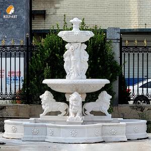 Fonte de Água de Luxo MILY com Design de Leão e Senhora em Mármore Branco, Estilo Europeu para Jardim de Villa ao Ar Livre - Product Image 3