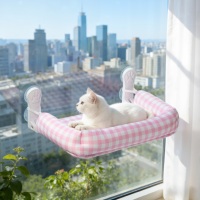 Lit pour chat de luxe, design élégant, imprimé à carreaux rose, en tissu de soie de lait, avec panneau en mousse alvéolée, amovible et lavable, emballage en boîte, tout inclus